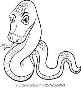 Cartoon illustration of snake reptile animal character coloring page