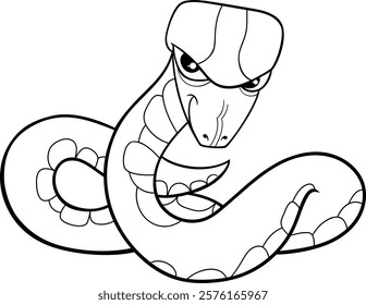 Cartoon illustration of snake reptile animal character coloring page