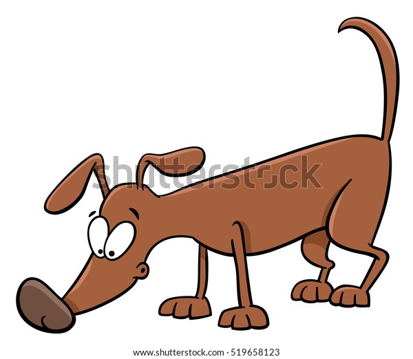 Cartoon Illustration Sniffing Dog Animal Character Stock Vector ...