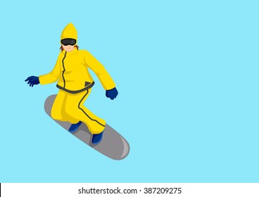 Cartoon Illustration of a snow boarder