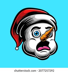 cartoon illustration of snowman face