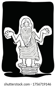 cartoon illustration of socrates. hand drawn.