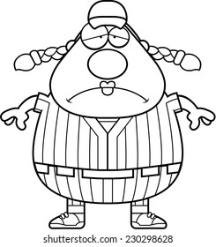 A cartoon illustration of a softball player looking tired.