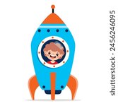 Cartoon Illustration Of A Spaceship