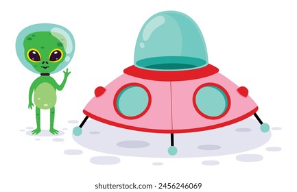 Cartoon Illustration Of A Spaceship