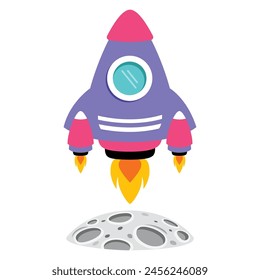 Cartoon Illustration Of A Spaceship