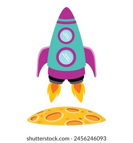 Cartoon Illustration Of A Spaceship