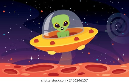 Cartoon Illustration Of A Spaceship