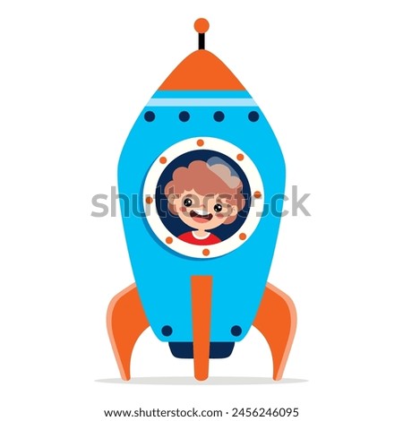 Cartoon Illustration Of A Spaceship
