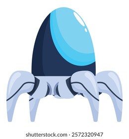 Cartoon illustration of a spaceship with four legs standing still