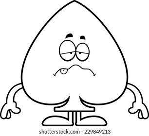 A cartoon illustration of a spade card suit looking sick.