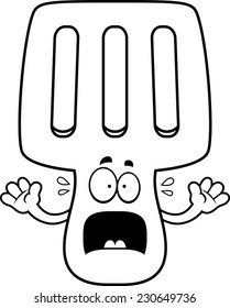A cartoon illustration of a spatula looking scared.