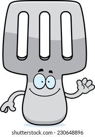 A cartoon illustration of a spatula waving.