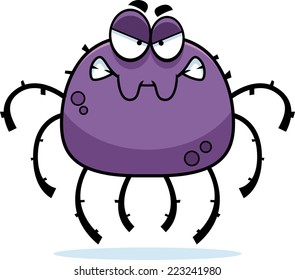 A cartoon illustration of a spider looking angry.