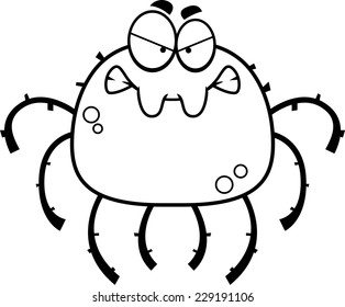 A cartoon illustration of a spider looking angry.