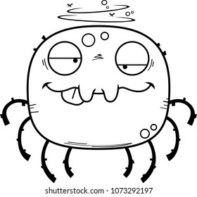 A cartoon illustration of a spider looking drunk.
