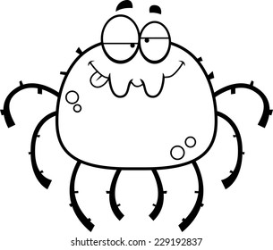 A cartoon illustration of a spider looking drunk.