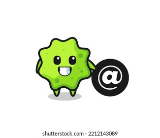 Cartoon Illustration of splat standing beside the At symbol , cute design