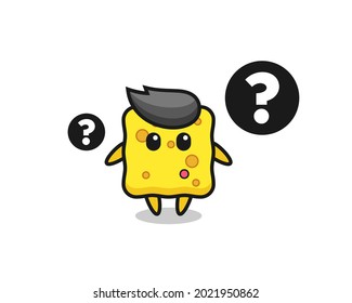 Cartoon Illustration of sponge with the question mark , cute style design for t shirt, sticker, logo element