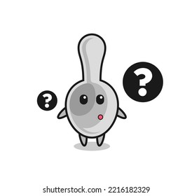 Caricatura Ilustración de cuchara con signo de interrogación , diseño lindo