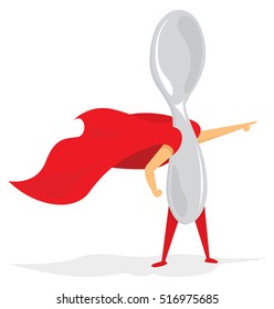 Cartoon illustration of spoon super hero saving the day