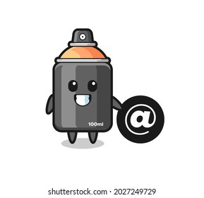 Cartoon Illustration of spray paint standing beside the At symbol , cute style design for t shirt, sticker, logo element