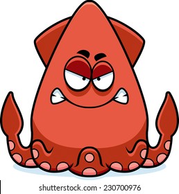 A cartoon illustration of a squid looking angry.