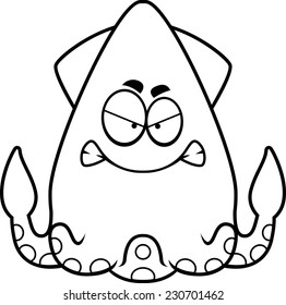 A cartoon illustration of a squid looking angry.