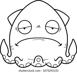 A cartoon illustration of a squid looking sad.