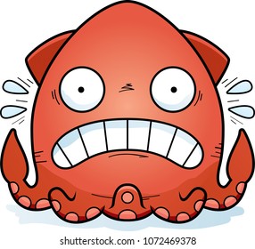 A cartoon illustration of a squid looking scared.