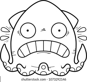 A cartoon illustration of a squid looking scared.