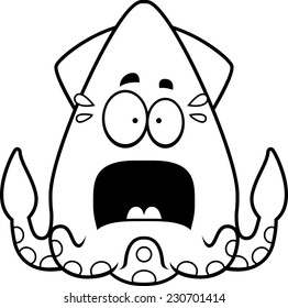 A cartoon illustration of a squid looking scared.