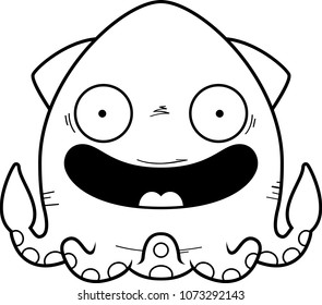 A cartoon illustration of a squid smiling.