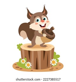 Cartoon Illustration Of A Squirrel