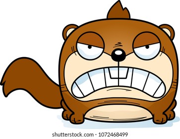 A cartoon illustration of a squirrel with an angry expression.