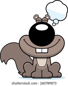 A cartoon illustration of a squirrel dreaming.