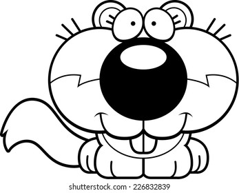 A cartoon illustration of a squirrel happy and smiling.