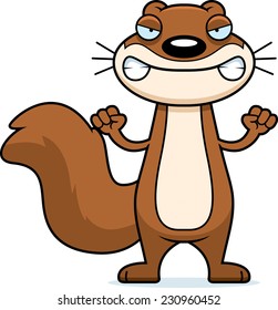 A cartoon illustration of a squirrel looking angry.