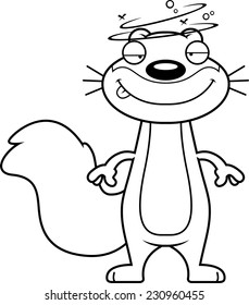 A cartoon illustration of a squirrel looking drunk.