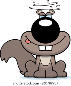 A cartoon illustration of a squirrel looking drunk.