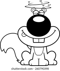 A cartoon illustration of a squirrel looking drunk.