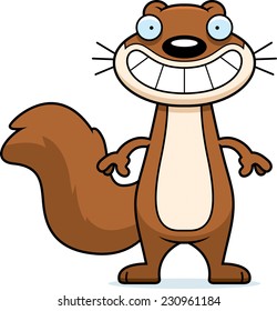 A cartoon illustration of a squirrel looking happy.