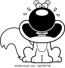 A cartoon illustration of a squirrel looking scared.