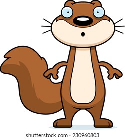 A cartoon illustration of a squirrel looking surprised.