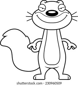A cartoon illustration of a squirrel with a sly expression.