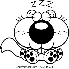 A cartoon illustration of a squirrel taking a nap.