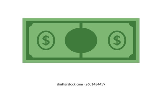 Cartoon Illustration of a Stack of Bundled Money with Dollar Sign on Isolated White Background and Transparent Png. A simple, flat design illustration of US dollar bills.