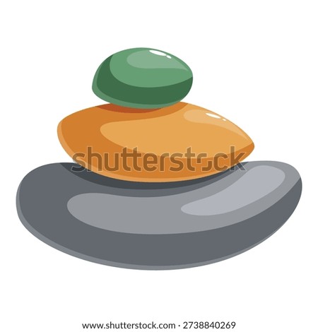 Cartoon illustration of a stack of colorful balancing stones symbolizing peace and tranquility