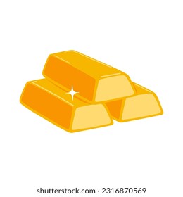 Cartoon illustration of stack of gold bars isolate on white background. Vector graphics.