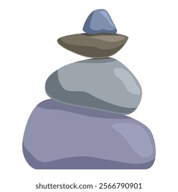 Cartoon illustration of a stack of smooth, balancing stones, symbolizing tranquility and meditation